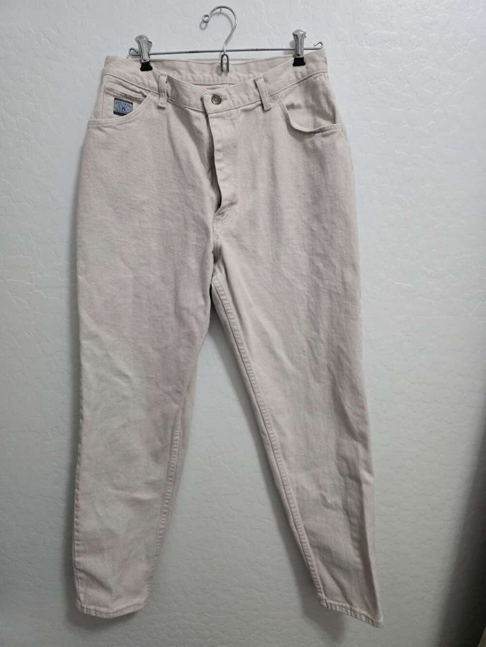 Wrangler Women's Beige High-Waisted Tapered-Leg Jeans 14x32 100% Cotton - Picture 6 of 7